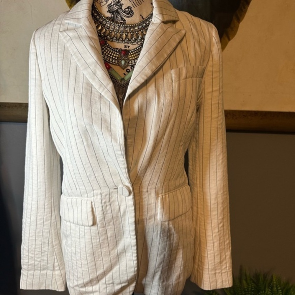 Rachel Zoe linen feel lined blazer size zero eUC